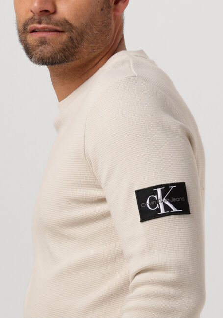 Sand CALVIN KLEIN Pullover WAFFLE LS TEE - large
