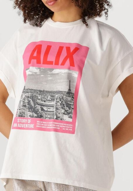 Weiße ALIX THE LABEL T-shirt LADIES KNITTED PHOTOPRINT T-SHIRT - large