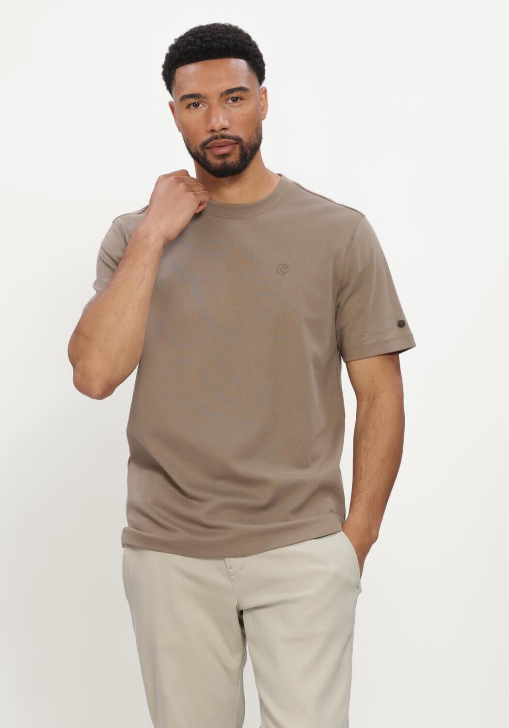 Taupe CAST IRON T-shirt SHORT SLEEVE R-NECK REGULAR FIT INTERLOCK - large