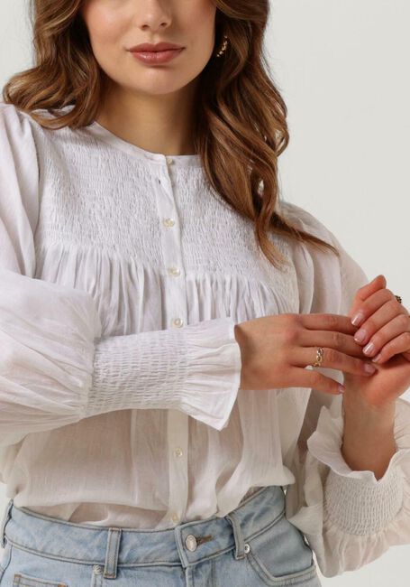 Wei&szlig;e ANTIK BATIK Blusen HITA SMOCKED - large