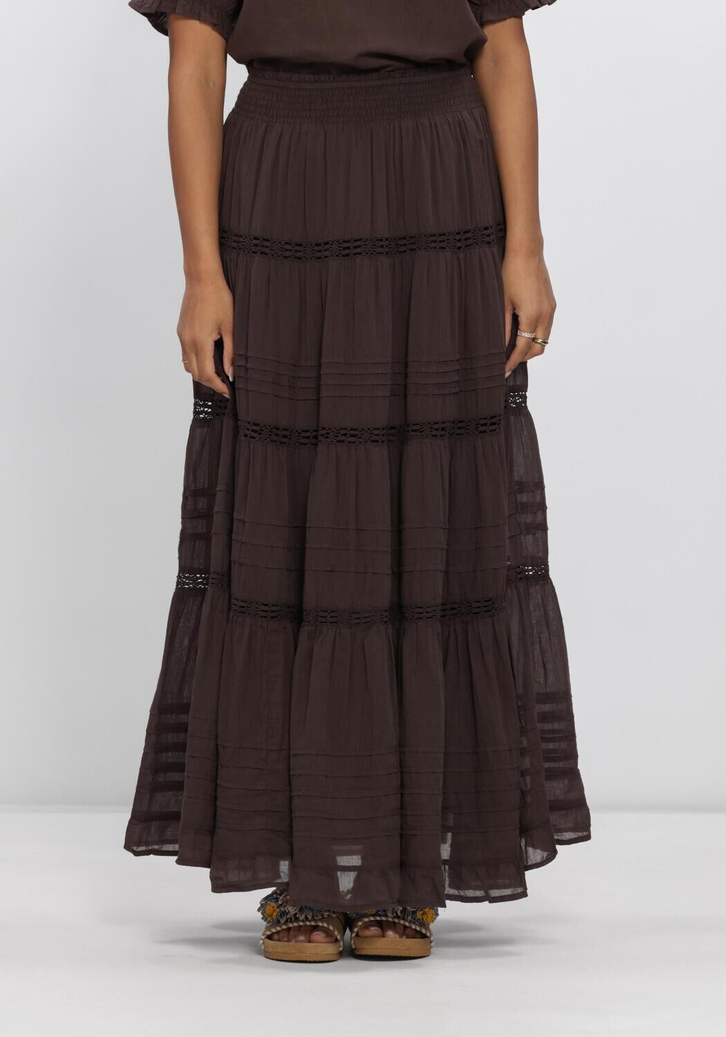 Braune NEO NOIR Midirock FELICIA S VOILE SKIRT