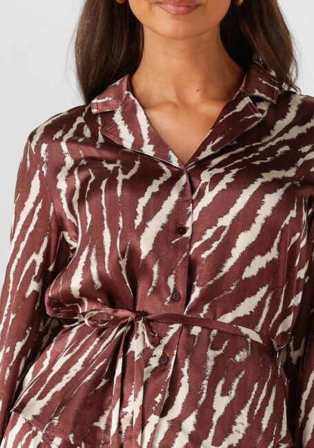 Braune ROUGE EDIT Blusen ROUSHIANA LS PRINTED RESORT COLLAR SHIRT - large