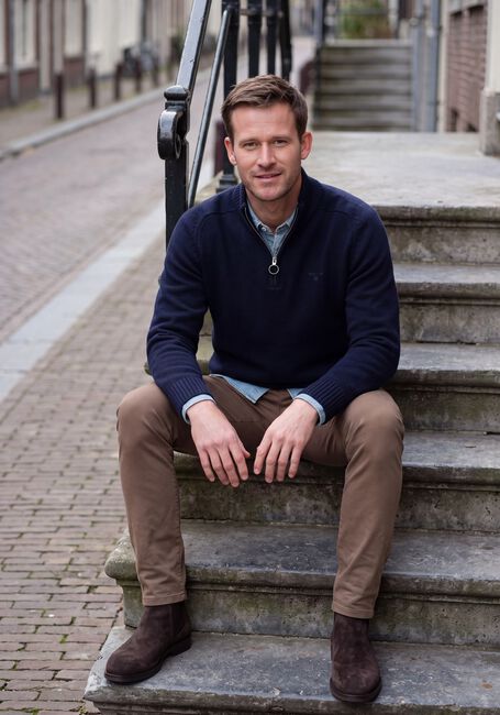 Dunkelblau BARBOUR Pullover NEWTOWN HALF ZIP KNITTED JUMPER KNITWEAR - large
