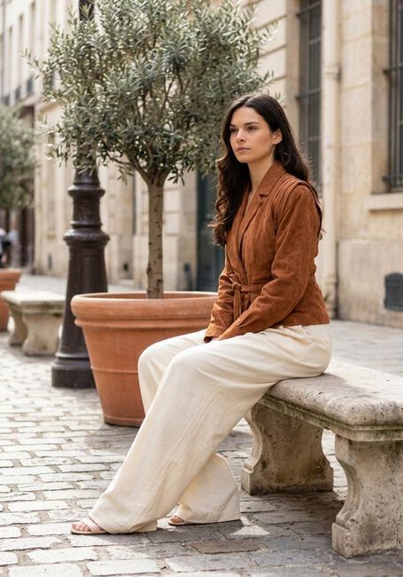 Cognacfarbene IBANA Lederjack JOYCE SUEDE - large