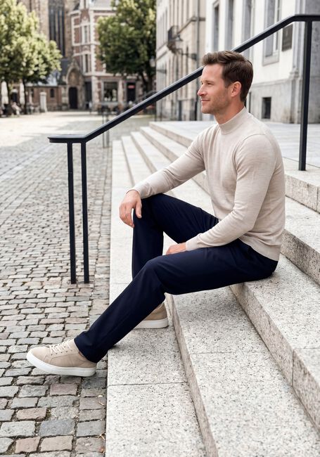 Beige PROFUOMO Pullover PULLOVER MOCK NECK EXTRAFINE MERINO - large