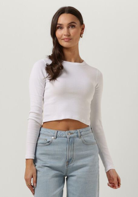 Weiße ENVII T-shirt ENALLY LS CROP TEE 5314 - large
