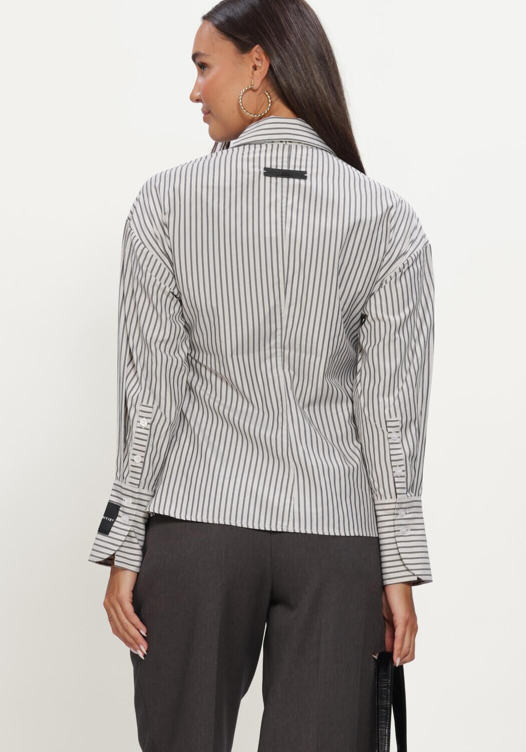 Beige HAUTE L'AMITI&Eacute; Blusen GEMMA TIE STRIPE SHIRT - large