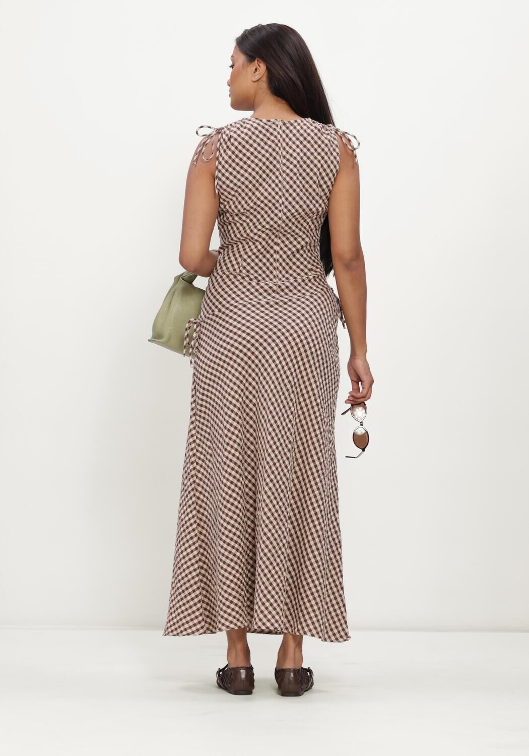 Braune NEO NOIR Kleider SAXTON CHECK DRESS - large