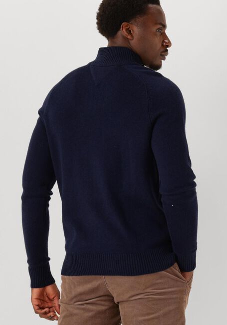 Blaue TOMMY HILFIGER Pullover LAMBSWOOL ZIP MOCK - large