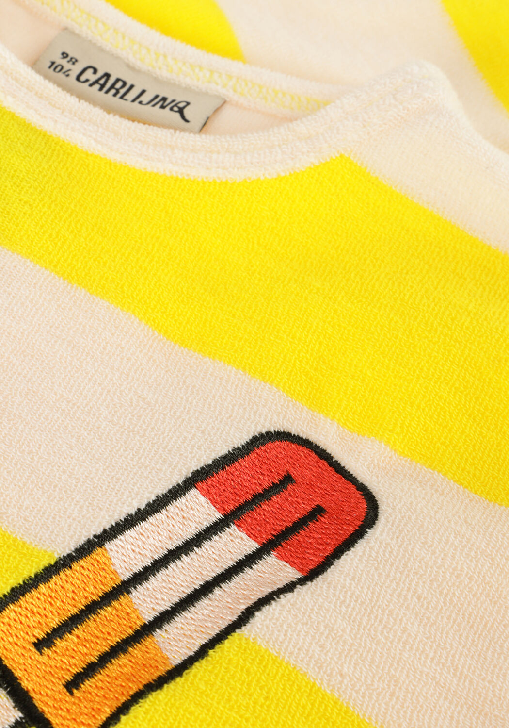 Gelbe CARLIJNQ T-shirt STRIPES YELLOW - BOXY SHIRT WITH EMBROIDERY - large