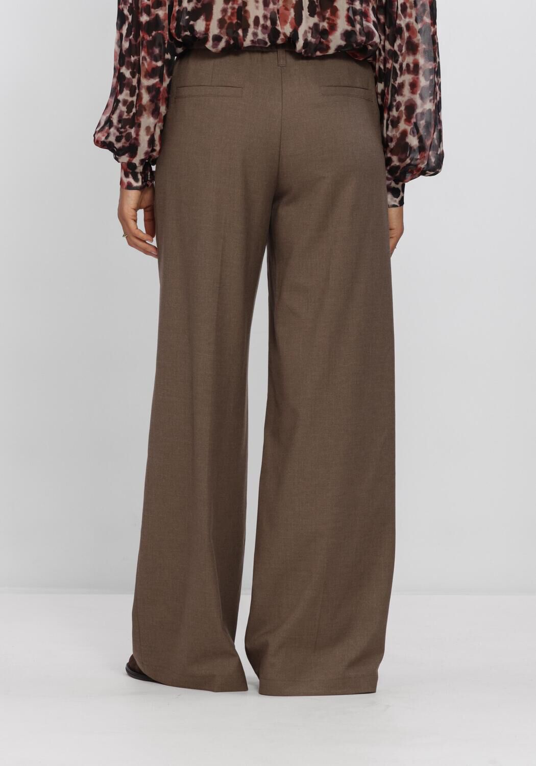 Braune SUMMUM Weite Hose TROUSERS WIDE LEG TWILL - large