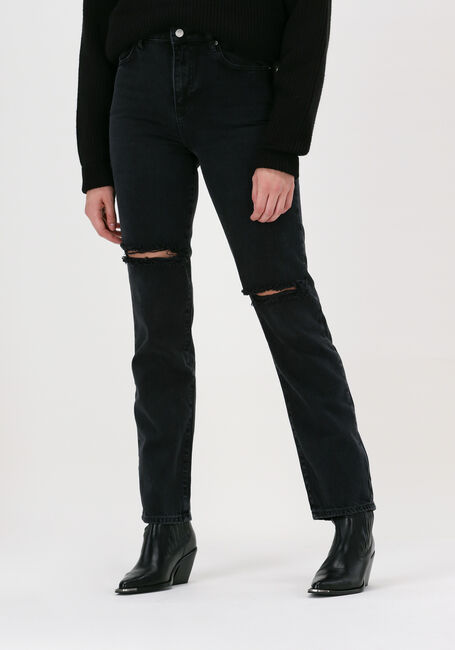 Schwarze NA-KD Straight leg jeans DESTROYED STRAIGHT DENIM - large