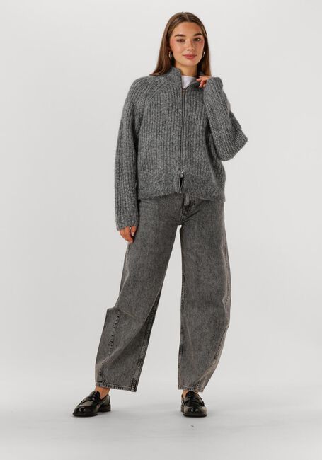 Graue SELECTED WOMEN Strickjacke SLFANJULI LS KNIT ZIP CARDIGAN - large