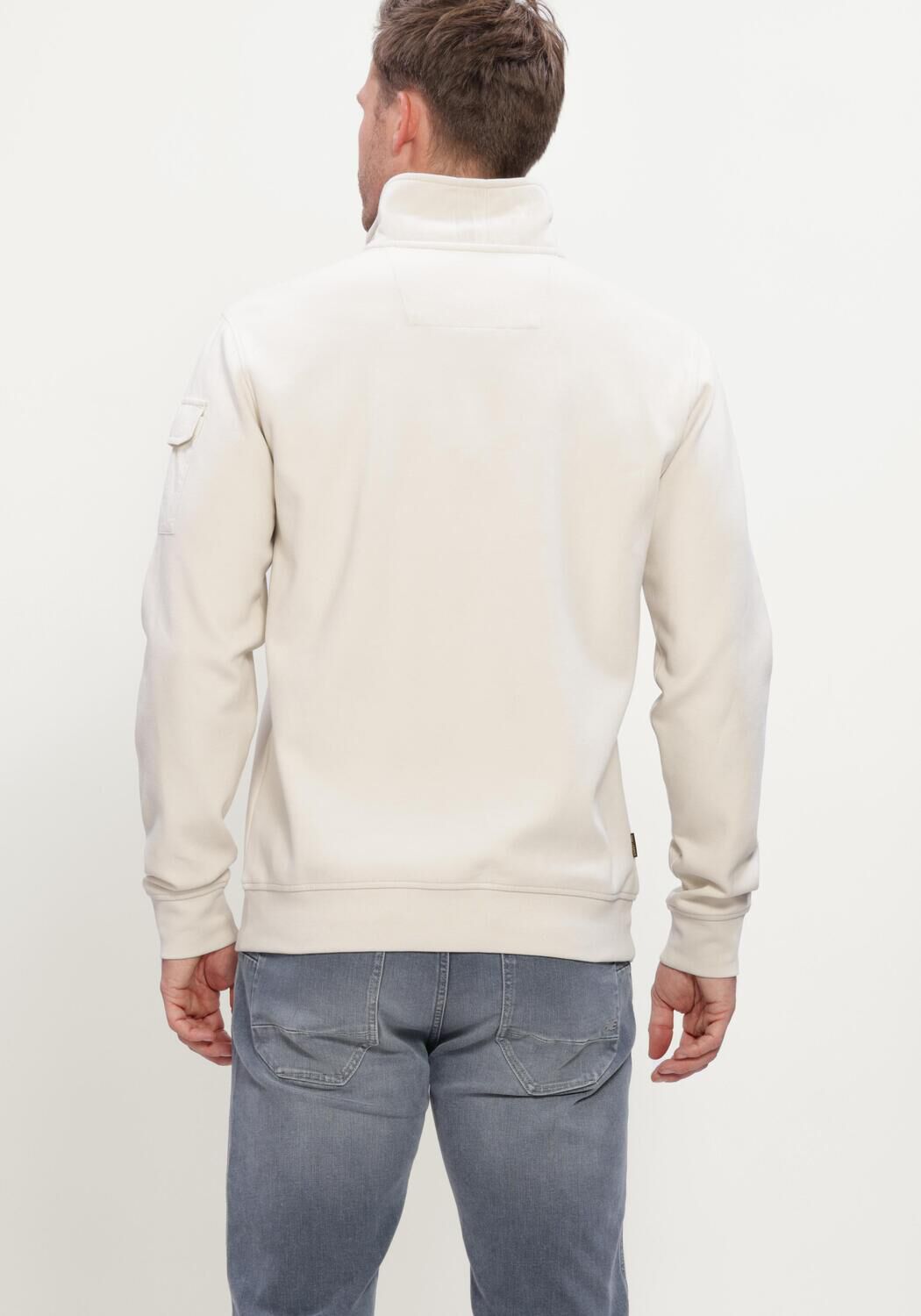 Ecru PME LEGEND Pullover HALF ZIP COLLAR INTERLOCK JERSEY - large