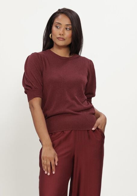 Bordeaux MINUS Pullover MSLIVA PUFF SLEEVE METALLIC KNIT PULLOVER - large