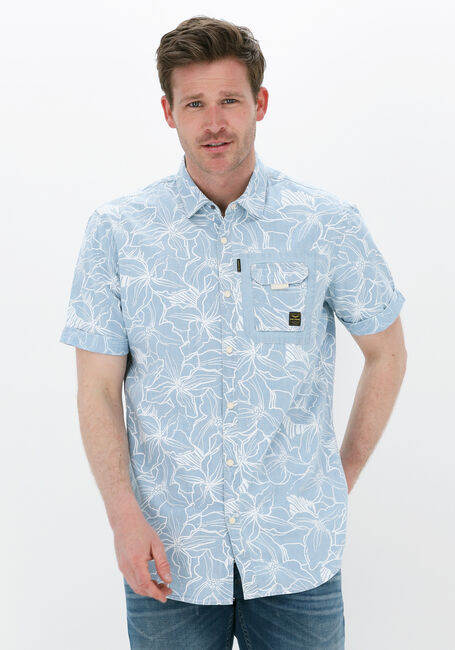 Blaue PME LEGEND Casual-Oberhemd SHORT SLEEVE SHIRT PRINT ON INDIGO - large