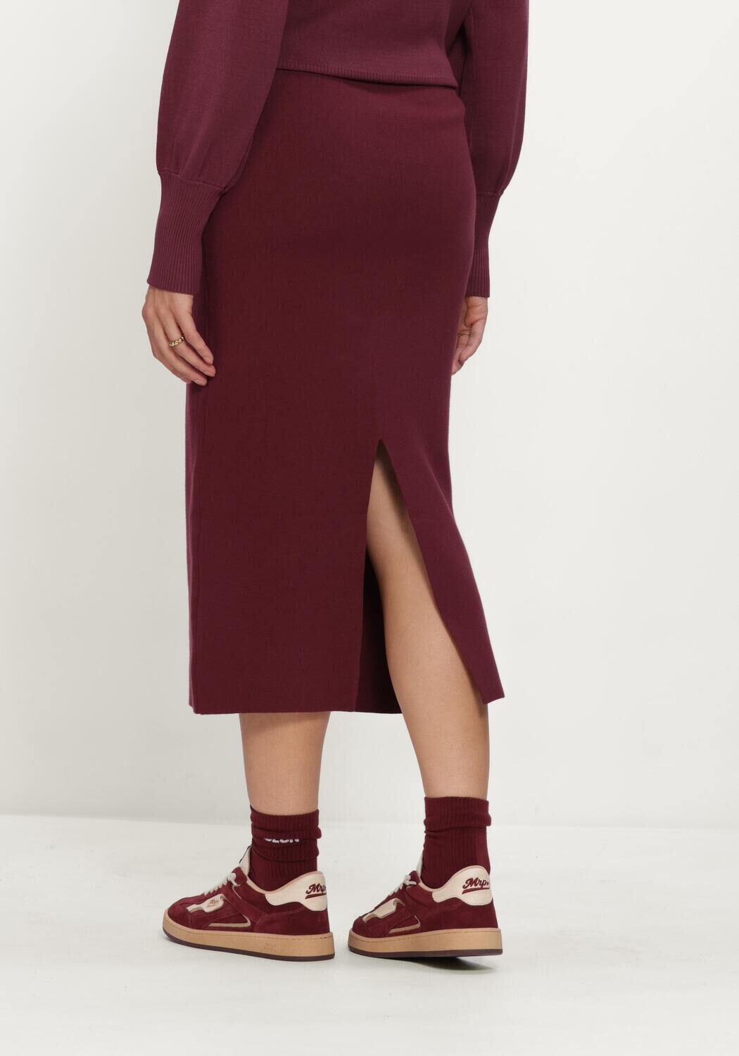 Bordeaux OBJECT Midirock OBJREYNARD HW KNIT SKIRT - large