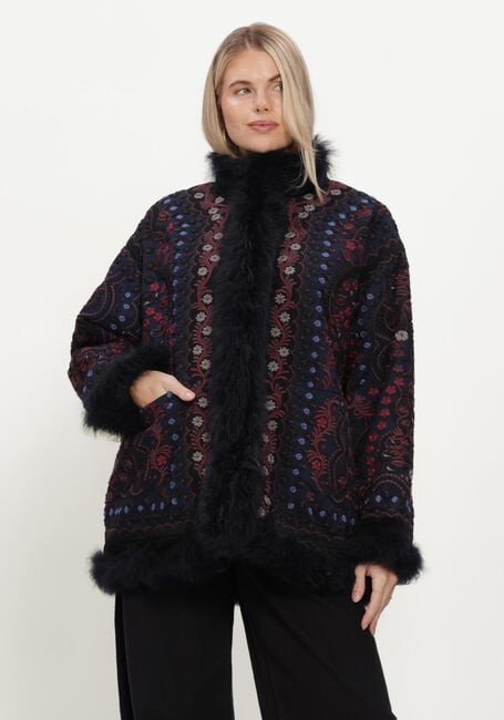 Mehrfarbige/Bunte ANTIK BATIK Fake-Fur-Jack IVAN JACKET - large