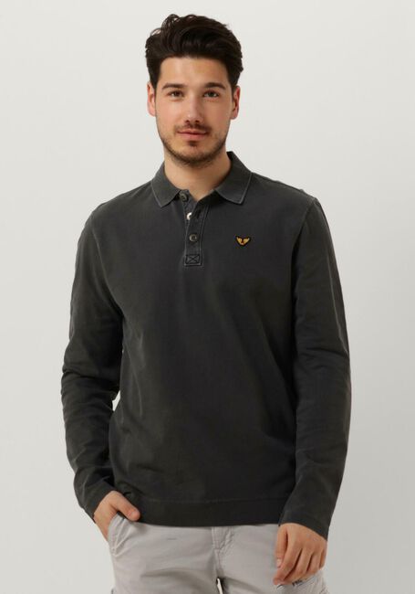 Dunkelgrau PME LEGEND Polo-Shirt LONG SLEEVE POLO PIQUE GARMENT DYE - large