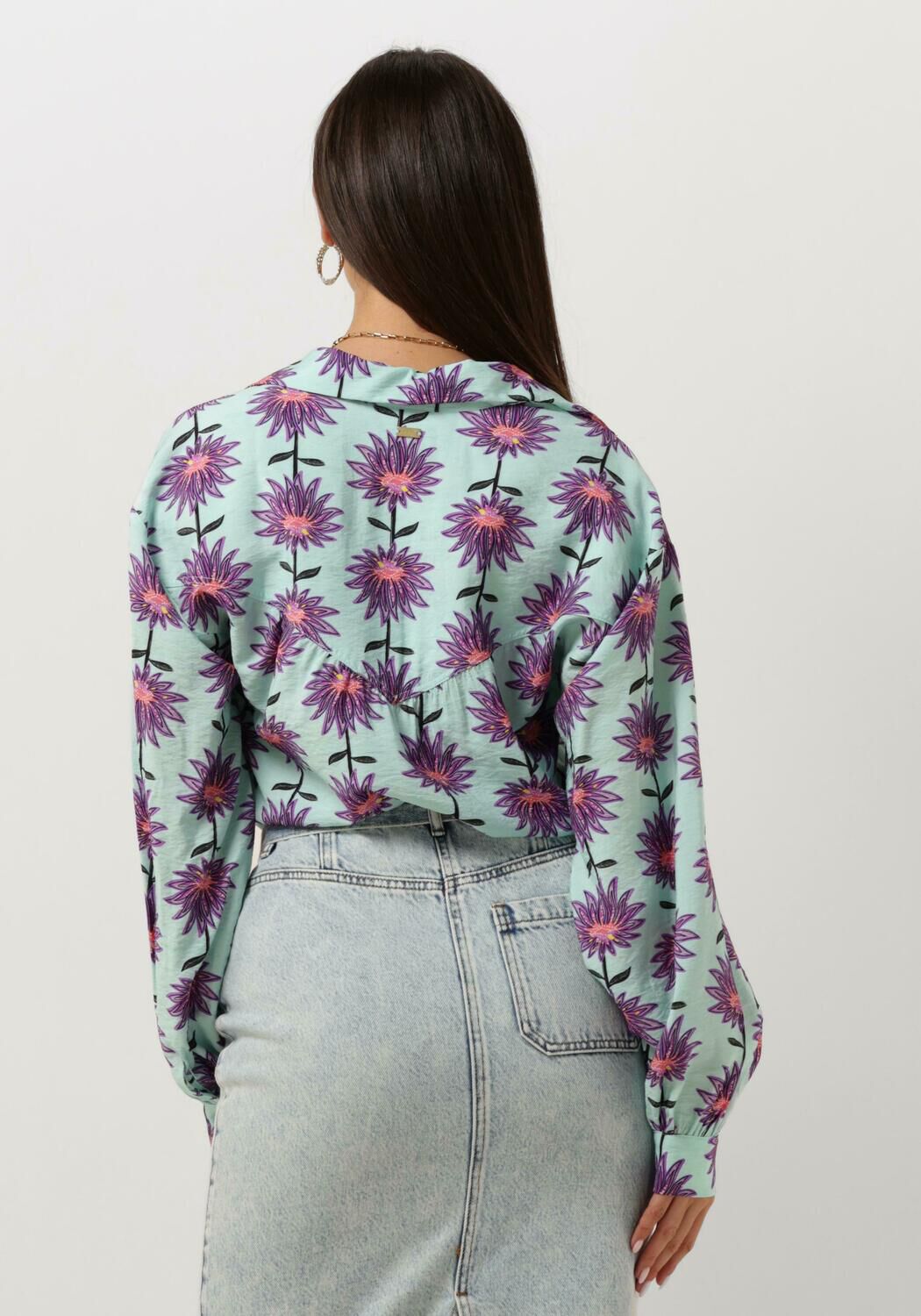 Rost POM AMSTERDAM Bluse VIOLET FLOWER AQUA BLOUSE Omoda