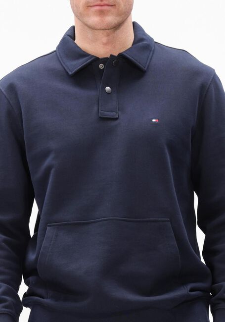Dunkelblau TOMMY HILFIGER Pullover ESSENTIAL TERRY POLO SNAP SWEAT - large