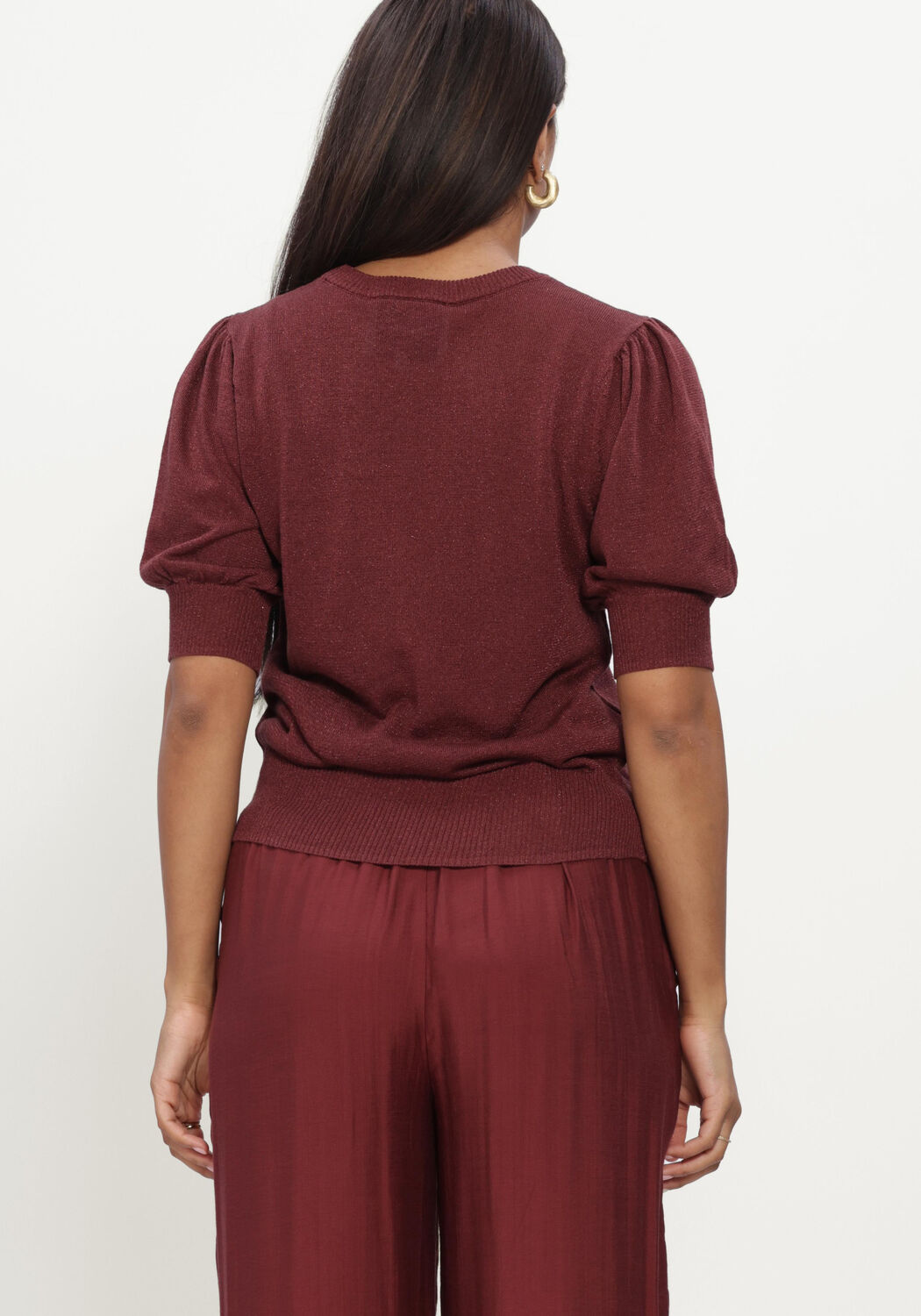 Bordeaux MINUS Pullover MSLIVA PUFF SLEEVE METALLIC KNIT PULLOVER - large