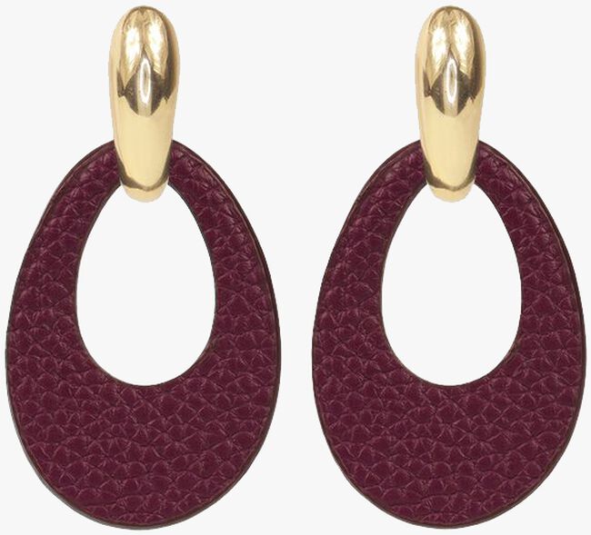 Rote MY JEWELLERY Ohrringe LEATHER OVAL EARRING - large