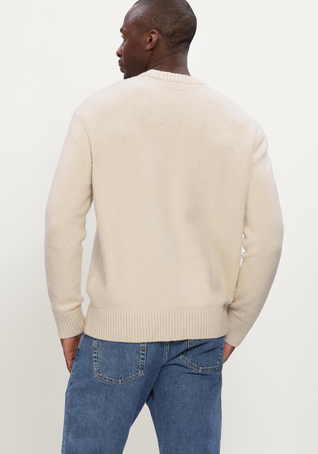 Beige SELECTED MEN Pullover SLHALEX LS KNIT CREW NECK NOOS - large