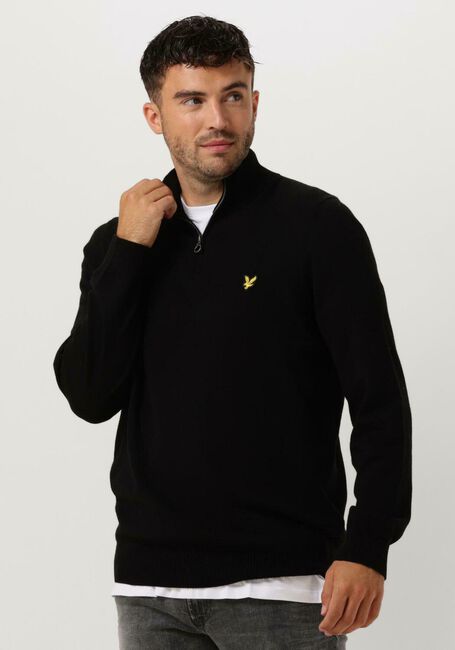 Schwarze LYLE & SCOTT Pullover COTTON MERINO QUARTER ZIP JUMPER - large