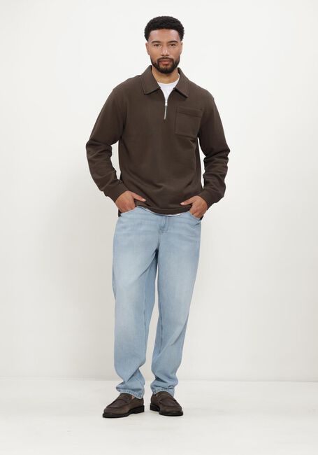 Braune SELECTED MEN Pullover SLMSCOTT LS HALF ZIP SWEAT - large