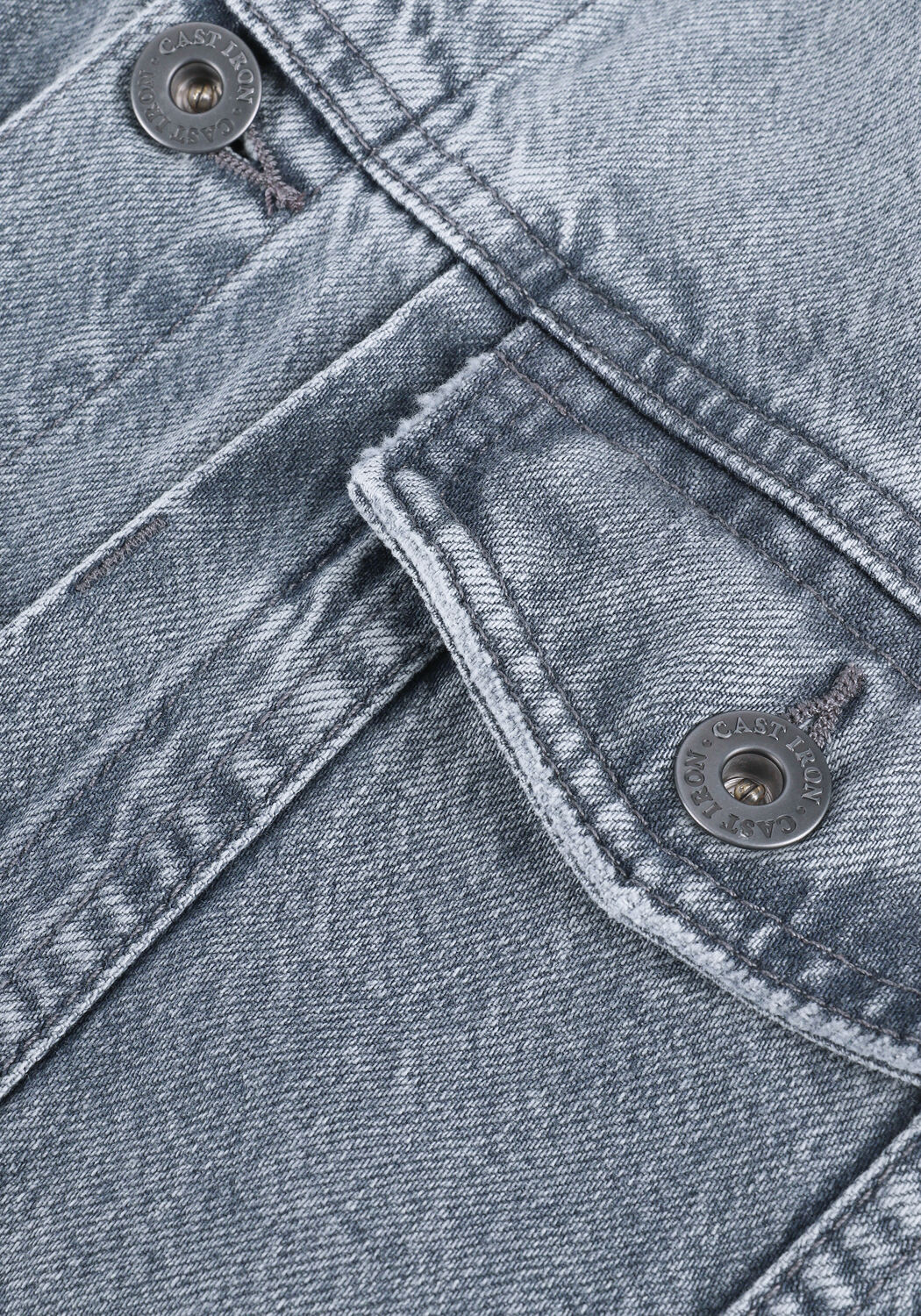 Graue CAST IRON Jeansjacke DENIM JACKET GREY DENIM WASH - large