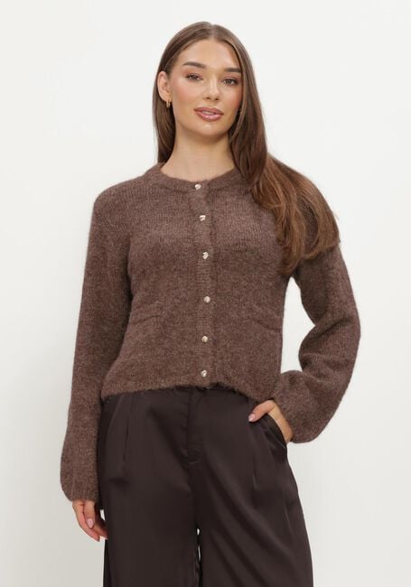 Braune OBJECT Strickjacke OBJSAGGIA RE L/S KNIT CARDIGAN - large