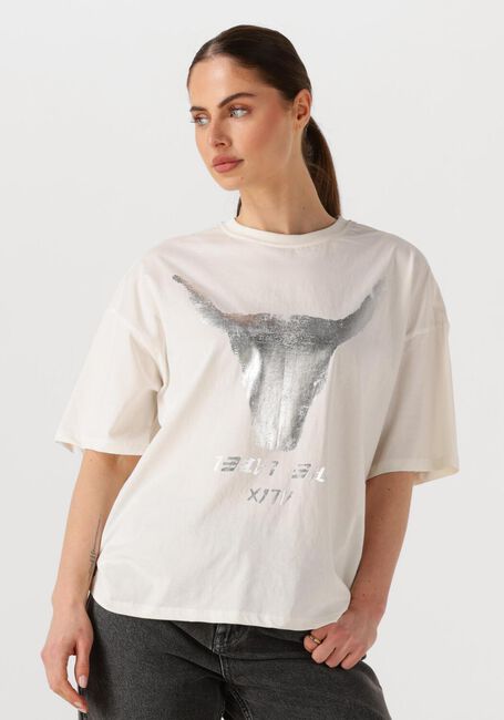 Weiße ALIX THE LABEL T-shirt LADIES KNITTED SILVER BULL T-SHIRT - large