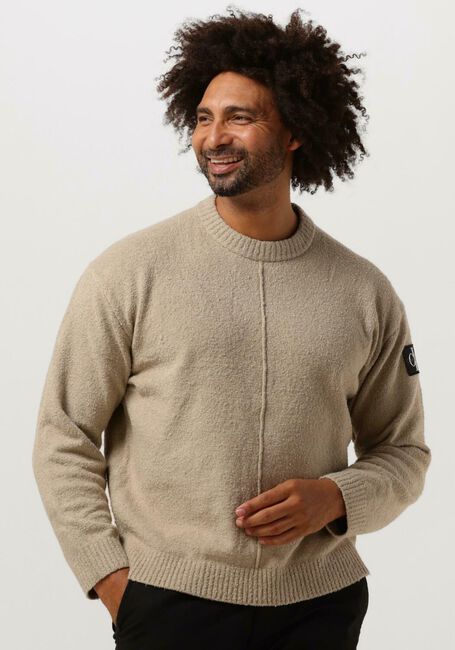 Beige CALVIN KLEIN Sweatshirt HIGH TEXTURE SWEATER - large