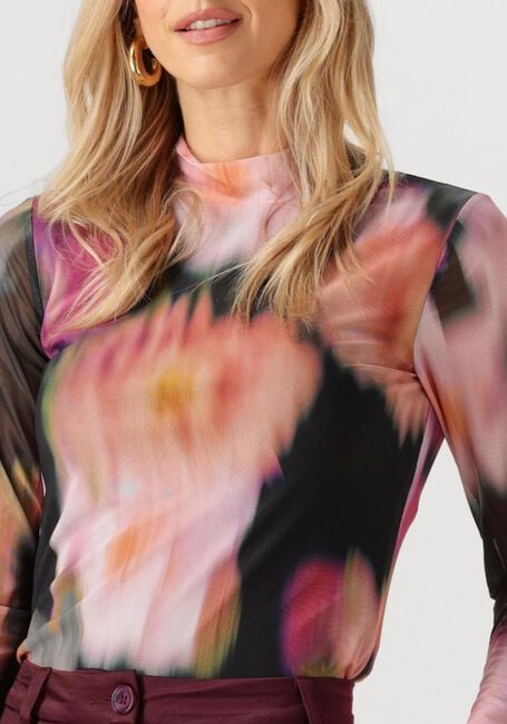 Schwarze Y.A.S. Top YASMINDY HIGH NECK LS MESH TOP - large