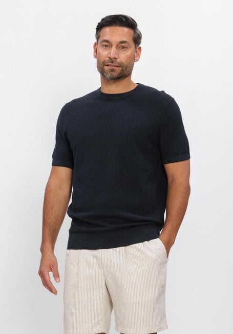 Dunkelblau PROFUOMO T-shirt T-SHIRT CREW NECK COTTON LINEN - large