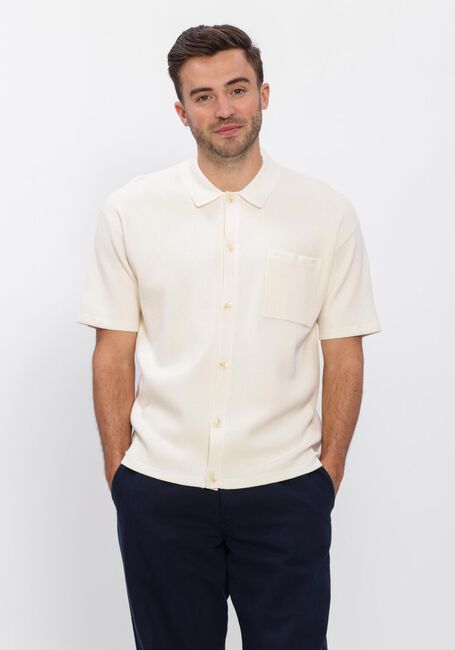 Ecru ANERKJENDT Polo-Shirt AKVILHELM NEEDLE RIB SS KNIT - large