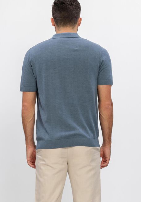 Blaue SELECTED MEN Polo-Shirt SLHMATTIS SS KNIT SUN OPEN POLO - large