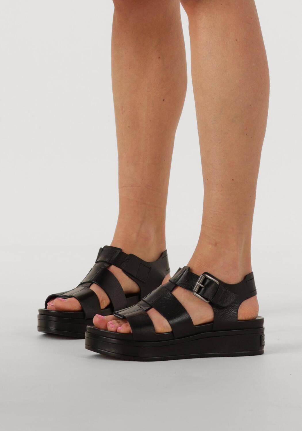 Schwarze SHABBIES Flache Sandalen MARO BOLD - large