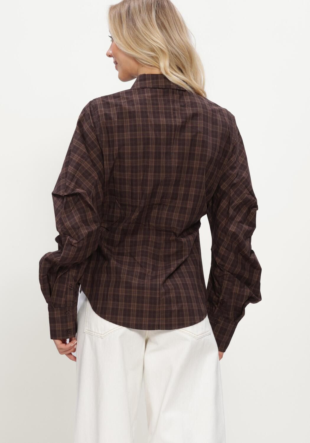 Braune NOTRE-V Blusen NV-ISA BIG CHECK - large