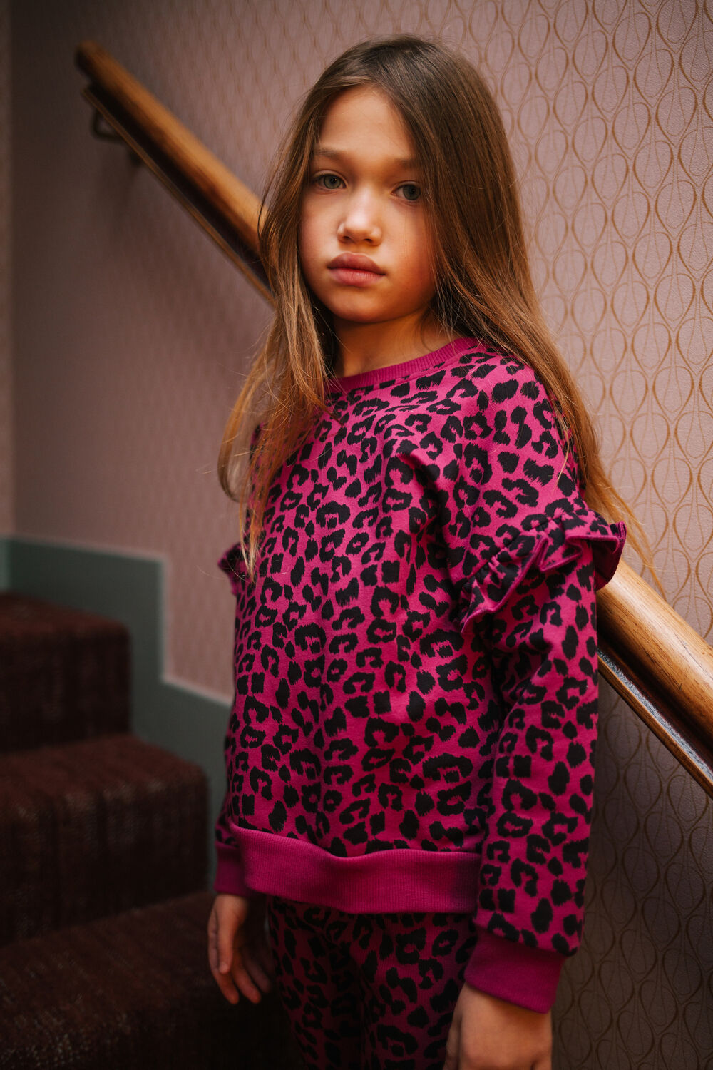 Rosane DAILY BRAT Sweatshirt LEOPARD RUFFLE SWEATER ORELA PURPLE