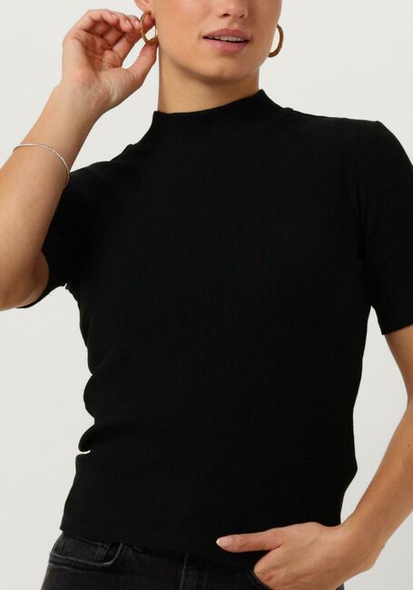 Schwarze SCOTCH & SODA Top MOCK NECK RIBBED SLIM-FIT TOP - large