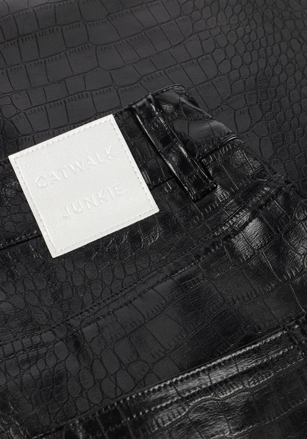 Schwarze CATWALK JUNKIE Weite Hose LOOSE FIT TEXTURED VEGAN LEATHER TROUSERS - large