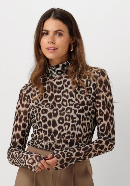 Braune CATWALK JUNKIE Tops & T-shirts MESH TURTLE NECK LEOPARD LONG SLEEVE - large