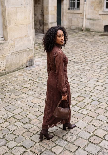 Braune POM AMSTERDAM Midikleid ANNA CHOCOLATE BROWN - large