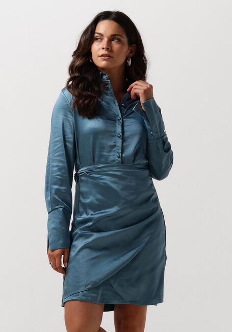 Blaue COLOURFUL REBEL Minikleid METTE SATIN WRAP DRESS - large