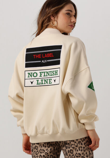 Ecru ALIX THE LABEL Jack LADIES WOVEN PATCHED BOMBER JACKET - large