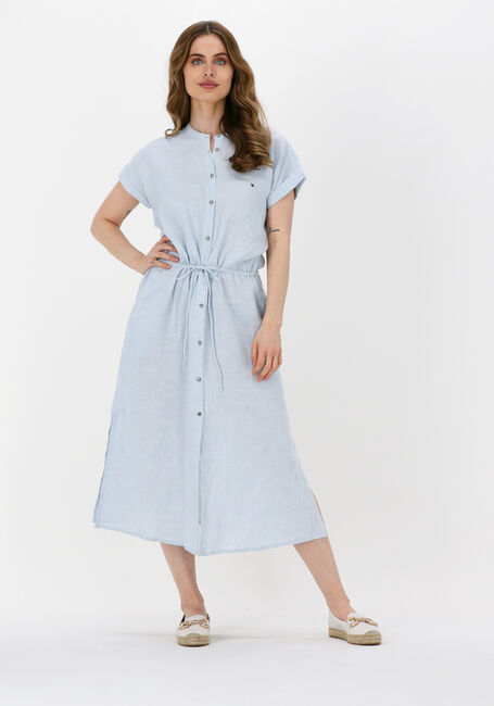 Hellblau TOMMY HILFIGER Midikleid LINEN MIDI SHIRT DRESS - large