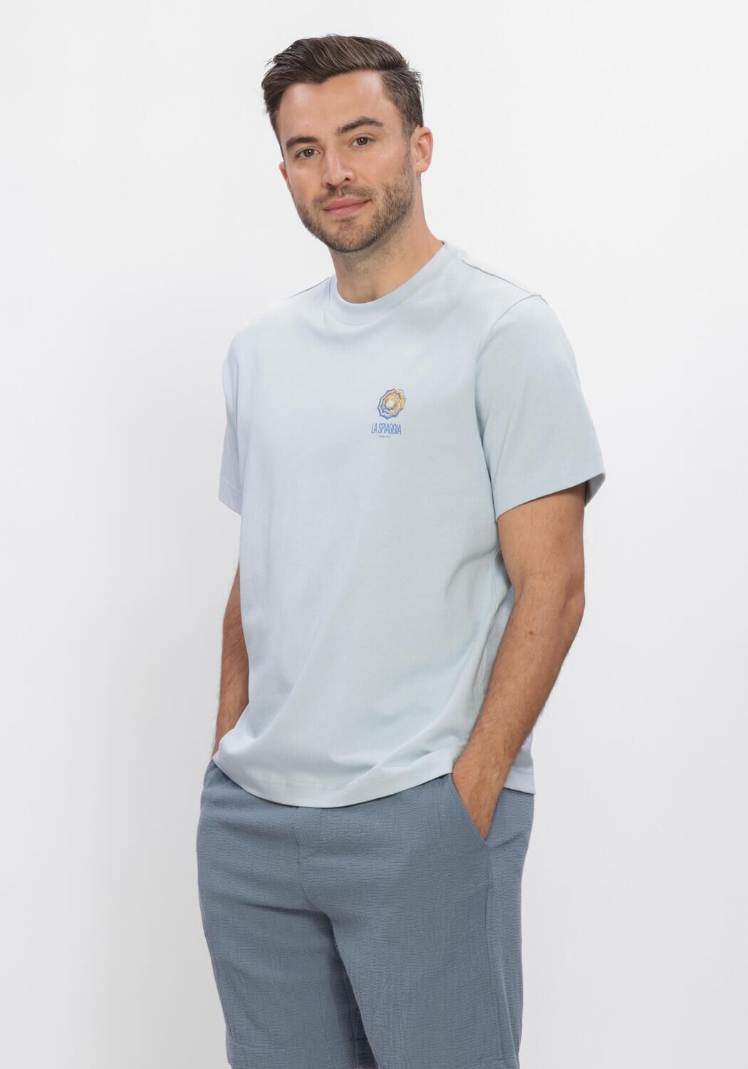 Blaue SELECTED MEN Polos & T-Shirts SLHMAX GRAPHIC SS O-NECK TEE - large