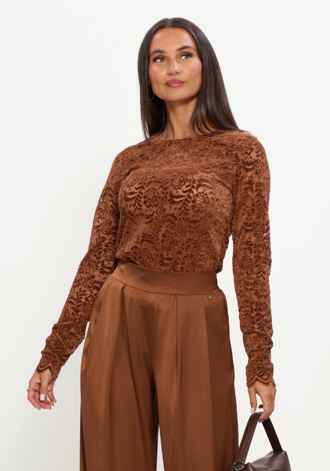 Braune NUKUS Top WIES TOP LACE - large